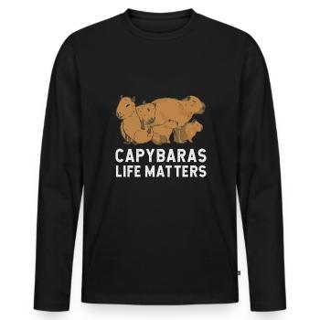 Capybara Caipibara - Männer Premium Bio Langarmshirt - Schwarz - Vorne - Nico (187cm)