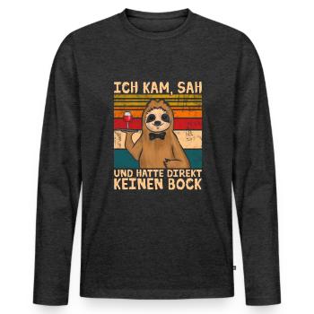 Kellner Bedienung - Männer Premium Bio Langarmshirt - Anthrazit meliert - Vorne - Nico (187cm)