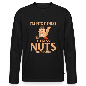 Lustiges Eichhörchen mit Nüssen - Männer Premium Bio Langarmshirt - Schwarz - Vorne - Nico (187cm)