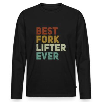 Funny forklift operator - Men's Premium Organic Long Sleeve Shirt - black - Front - Nico (187cm)