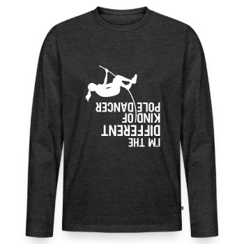 Saut à la perche - T-shirt manches longues Premium bio Homme - anthracite chiné - Devant - Nico (187cm)