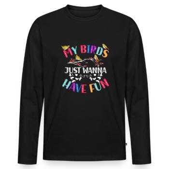 Macaw Parrot Tropical Bird - Men's Premium Organic Long Sleeve Shirt - black - Front - Nico (187cm)