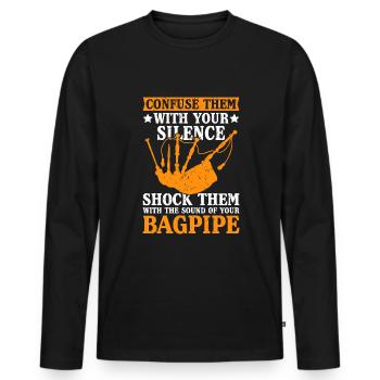 Bagpipers Bagpipes - Men's Premium Organic Long Sleeve Shirt - black - Front - Nico (187cm)