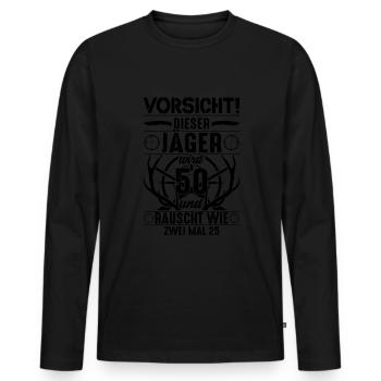 Lustiges 50 Jäger Geburstag Geschenk - Männer Premium Bio Langarmshirt - Schwarz - Vorne - Nico (187cm)