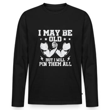 Armdrücken Armwrestler - Männer Premium Bio Langarmshirt - Schwarz - Vorne - Nico (187cm)