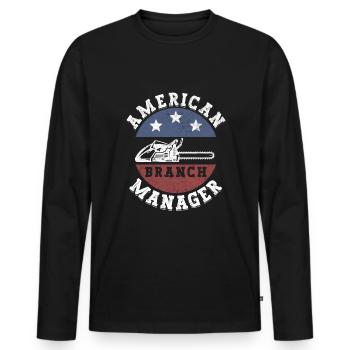 Bûcherons à tronçonneuse Menuisiers - T-shirt manches longues Premium bio Homme - noir - Devant - Nico (187cm)