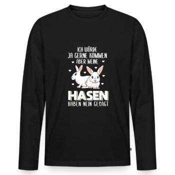Kaninchen Hasenmama Hasen Liebe Häschen - Männer Premium Bio Langarmshirt - Schwarz - Vorne - Nico (187cm)