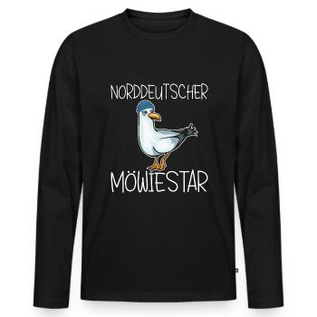 Norddeutscher Möwiestar Norddeutsch Nordsee Möwe - Männer Premium Bio Langarmshirt - Schwarz - Vorne - Nico (187cm)
