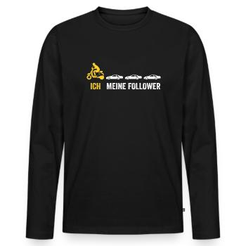 Retro Mopet Mofa Motorroller - Männer Premium Bio Langarmshirt - Schwarz - Vorne - Nico (187cm)