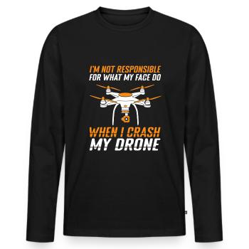 Pilote de drone Quadcopter FPV - T-shirt manches longues Premium bio Homme - noir - Devant - Nico (187cm)