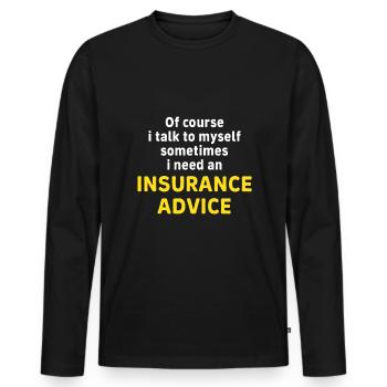 Courtier d’assurance Commis aux assurances - T-shirt manches longues Premium bio Homme - noir - Devant - Nico (187cm)