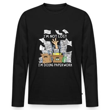 Courtier d’assurance Commis aux assurances - T-shirt manches longues Premium bio Homme - noir - Devant - Nico (187cm)