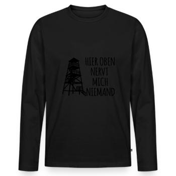Jäger Jagd - Männer Premium Bio Langarmshirt - Schwarz - Vorne - Nico (187cm)