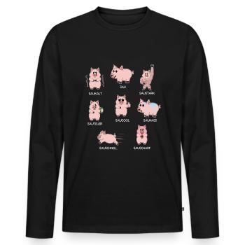 Saustark Saucool Sau Schwein Schweinebauer - Men's Premium Organic Long Sleeve Shirt - black - Front - Nico (187cm)