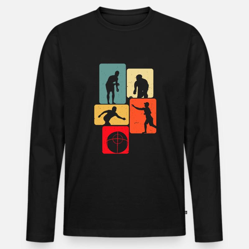 Boule Spiel Petanque Crossboule - Männer Premium Bio Langarmshirt - Schwarz