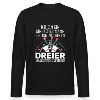 Dart Dartspieler Ich bin ein einfacher Mann - Männer Premium Bio Langarmshirt - Schwarz - Vorne - Nico (187cm)
