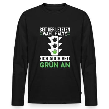 Traue niemals den Grünen Politik Statement - Männer Premium Bio Langarmshirt - Schwarz - Vorne - Nico (187cm)
