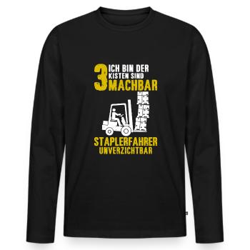 Staplerfahrer Lagerist Gabelstaplerfahrer - Männer Premium Bio Langarmshirt - Schwarz - Vorne - Nico (187cm)
