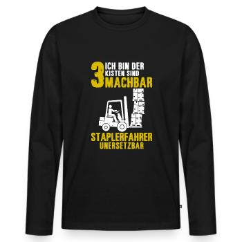 Staplerfahrer Lagerist Gabelstaplerfahrer - Männer Premium Bio Langarmshirt - Schwarz - Vorne - Nico (187cm)