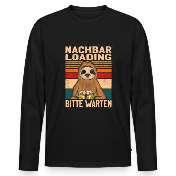 Nachbar loading bitte warten Biertrinker - Männer Premium Bio Langarmshirt - Schwarz - Vorne - Nico (187cm)