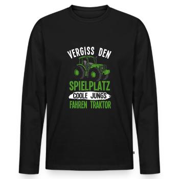 Junge Traktor fahren Kinder Trecker - Männer Premium Bio Langarmshirt - Schwarz - Vorne - Nico (187cm)