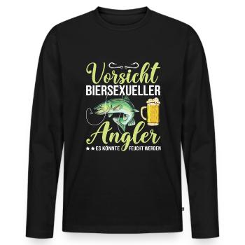 Biersexueller Angler lustig Angeln Sprüche - Männer Premium Bio Langarmshirt - Schwarz - Vorne - Nico (187cm)