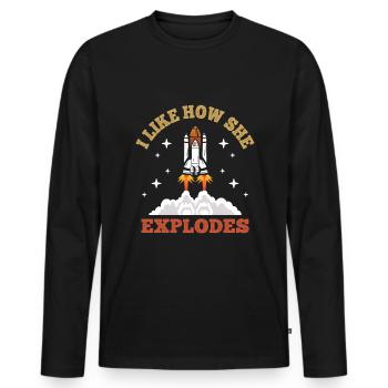 Aerospace Engineer Rocket Engine Spaceflight - Men's Premium Organic Long Sleeve Shirt - black - Front - Nico (187cm)