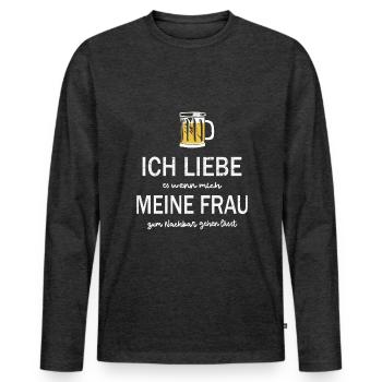 Nachbar Biertrinker - Männer Premium Bio Langarmshirt - Anthrazit meliert - Vorne - Nico (187cm)