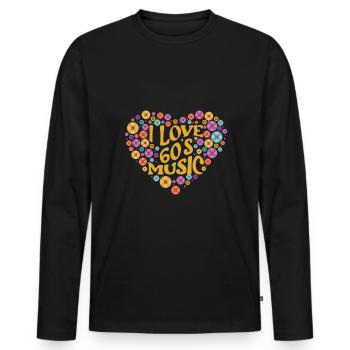 Drôle de collectionneur de disques - T-shirt manches longues Premium bio Homme - noir - Devant - Nico (187cm)