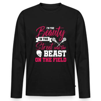 Funny Ice hockey player - Men's Premium Organic Long Sleeve Shirt - black - Front - Nico (187cm)