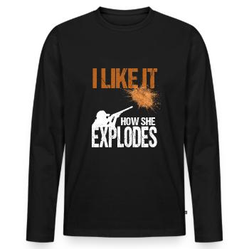 Clay pigeon shooting - Men's Premium Organic Long Sleeve Shirt - black - Front - Nico (187cm)
