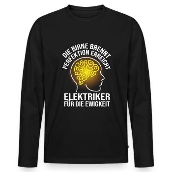 Electrician for eternity Electrician - Men's Premium Organic Long Sleeve Shirt - black - Front - Nico (187cm)
