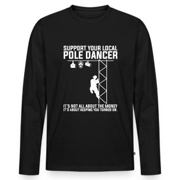 Stage Crew Lighting Technician - Men's Premium Organic Long Sleeve Shirt - black - Front - Nico (187cm)