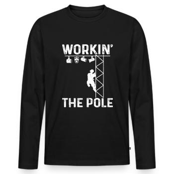 Stage Crew Lighting Technician - Men's Premium Organic Long Sleeve Shirt - black - Front - Nico (187cm)
