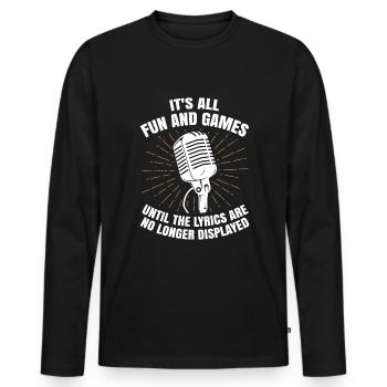 Drôle de chanteur de karaoké - T-shirt manches longues Premium bio Homme - noir - Devant - Nico (187cm)