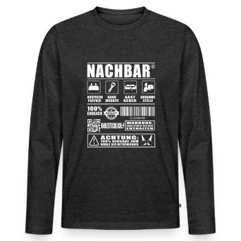 Nachbar Lieblingsnachbar - Männer Premium Bio Langarmshirt - Anthrazit meliert - Vorne - Nico (187cm)