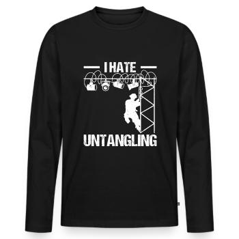 Stage Crew Lighting Technician - Men's Premium Organic Long Sleeve Shirt - black - Front - Nico (187cm)