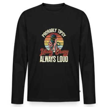 Drôle de chanteur de karaoké - T-shirt manches longues Premium bio Homme - noir - Devant - Nico (187cm)