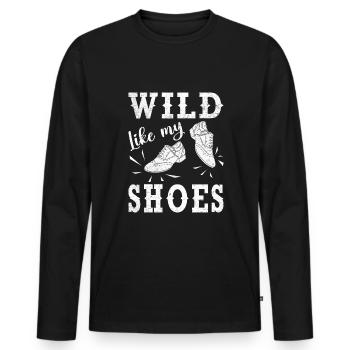 Drôle de chanteur de karaoké - T-shirt manches longues Premium bio Homme - noir - Devant - Nico (187cm)