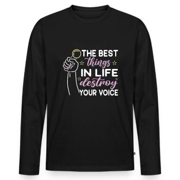 Drôle de chanteur de karaoké - T-shirt manches longues Premium bio Homme - noir - Devant - Nico (187cm)