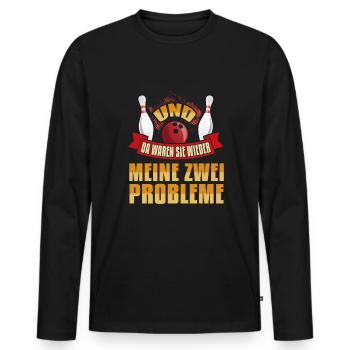 Bowling Meine zwei probleme - Männer Premium Bio Langarmshirt - Schwarz - Vorne - Nico (187cm)
