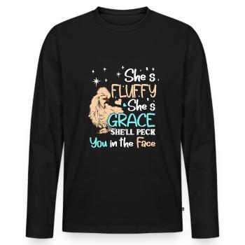 Silkie chicken - Men's Premium Organic Long Sleeve Shirt - black - Front - Nico (187cm)