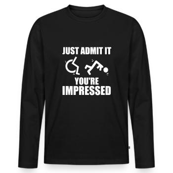 Funny wheelchair driver disabled people - Männer Premium Bio Langarmshirt - Schwarz - Vorne - Nico (187cm)
