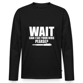 Stylo - T-shirt manches longues Premium bio Homme - noir - Devant - Nico (187cm)
