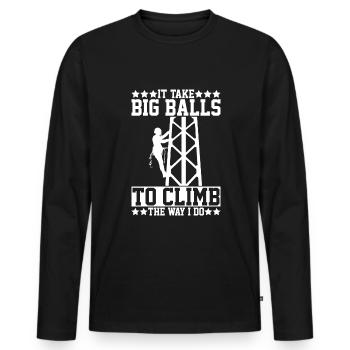 Stylo - T-shirt manches longues Premium bio Homme - noir - Devant - Nico (187cm)