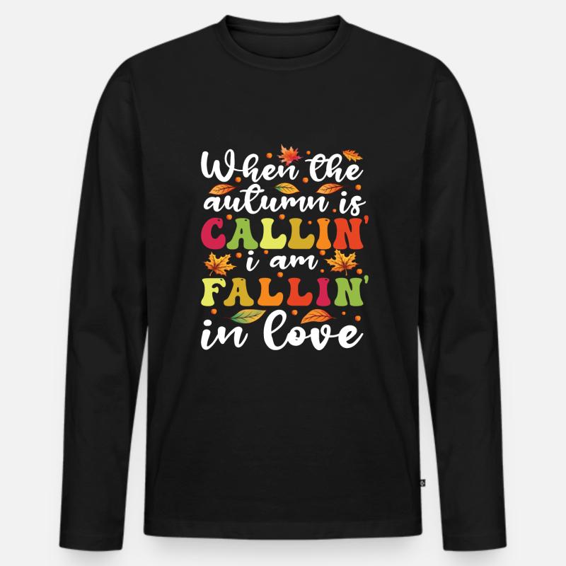 Leaf Peeping Autumn Peeper - Men's Premium Organic Long Sleeve Shirt - black