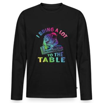DJ Disc jockey Turntable - Männer Premium Bio Langarmshirt - Schwarz - Vorne - Nico (187cm)
