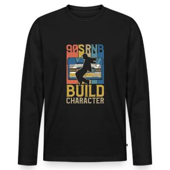 R&B 90er - Männer Premium Bio Langarmshirt - Schwarz - Vorne - Nico (187cm)