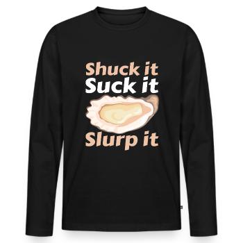 Lustige Austern Austernliebhaber Auster - Männer Premium Bio Langarmshirt - Schwarz - Vorne - Nico (187cm)