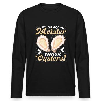 Lustige Austern Austernliebhaber Auster - Männer Premium Bio Langarmshirt - Schwarz - Vorne - Nico (187cm)
